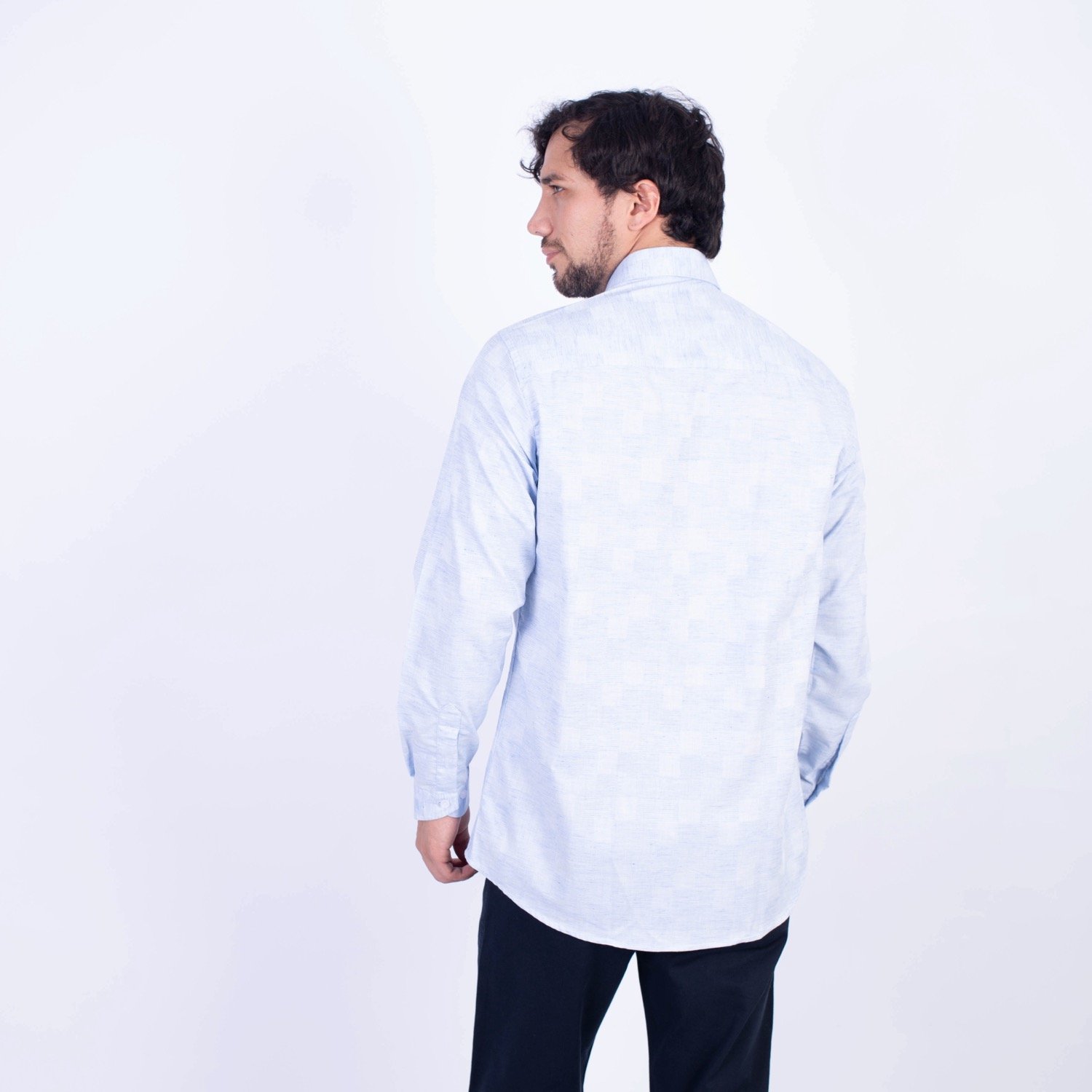 Camisa manga larga etiqueta tejido italiano vista 3