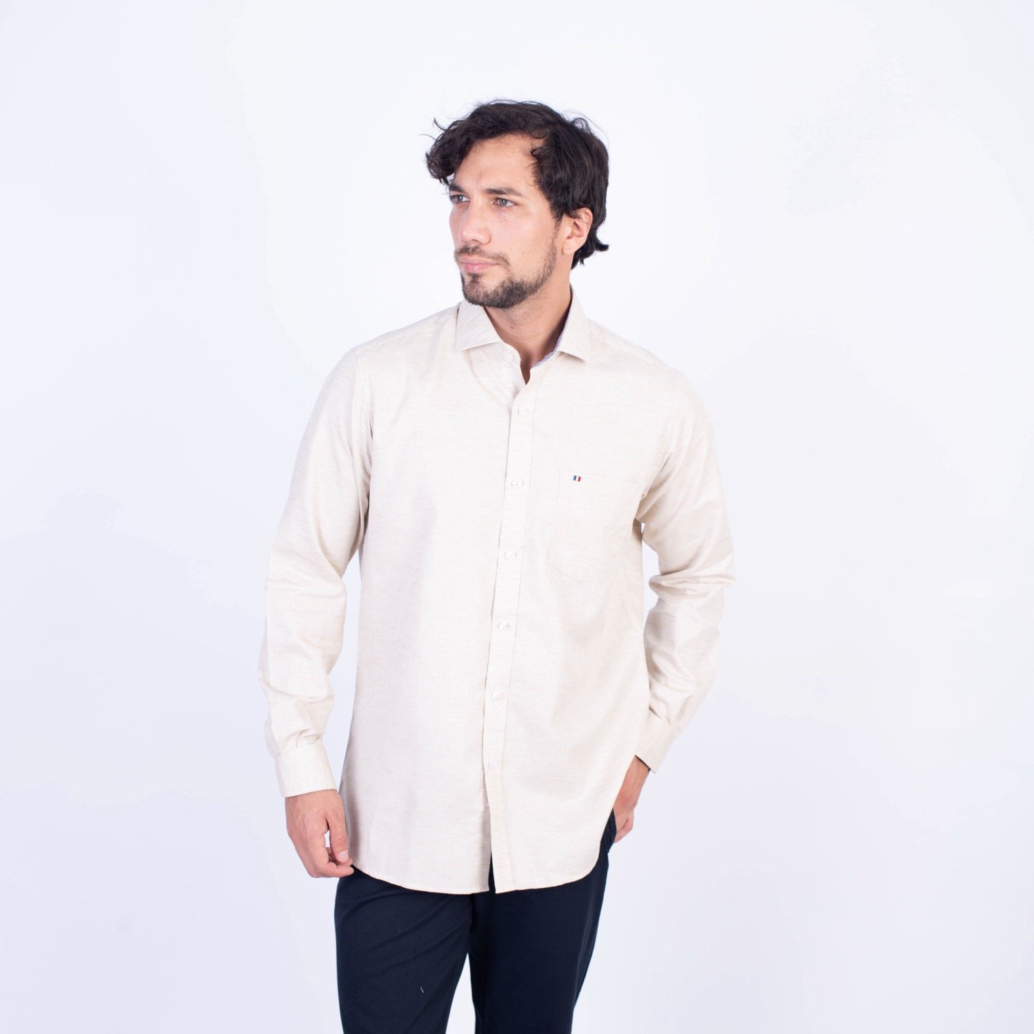 Camisa manga larga etiqueta tejido italiano sport