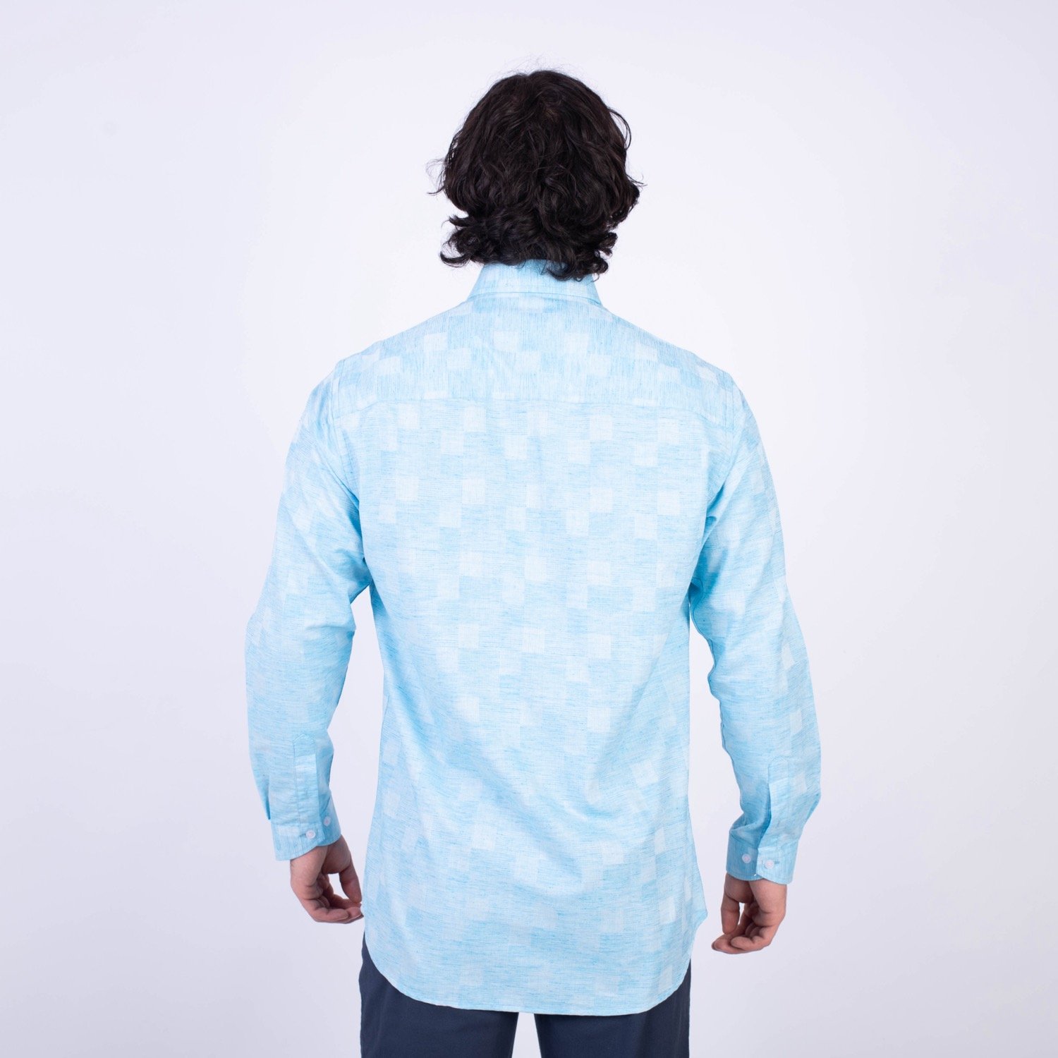 Camisa manga larga etiqueta tejido italiano vista 2