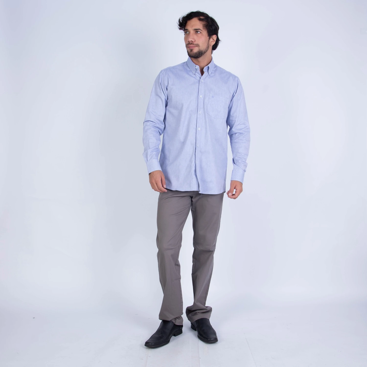 Camisa manga larga oxford etiqueta azul