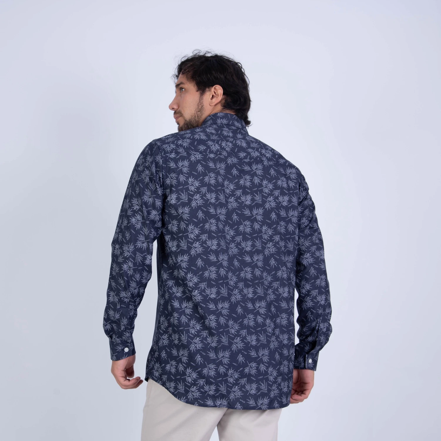 Camisa manga larga Seersucker etiqueta AZUL vista 2