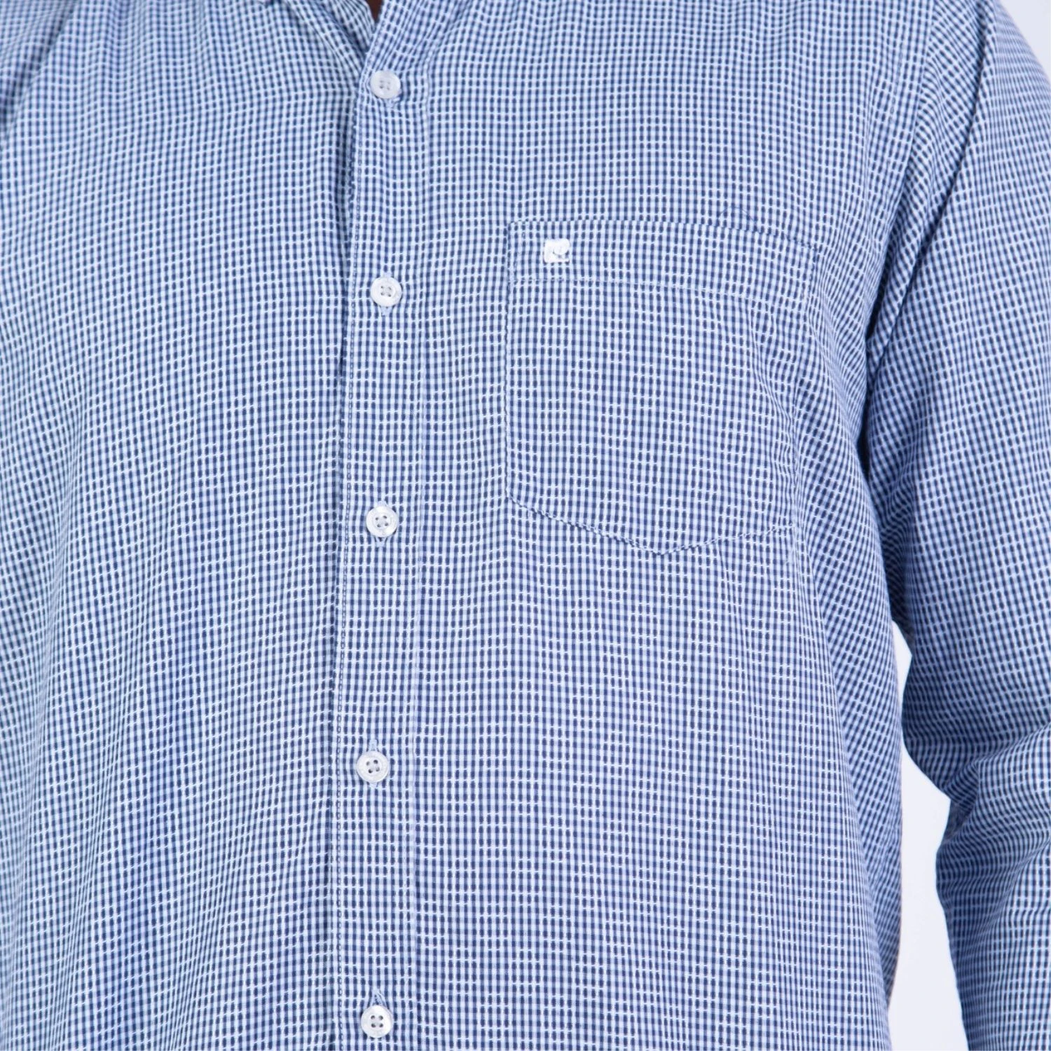 Camisa manga larga Color Entero etiqueta AZUL con cuello frances vista 2
