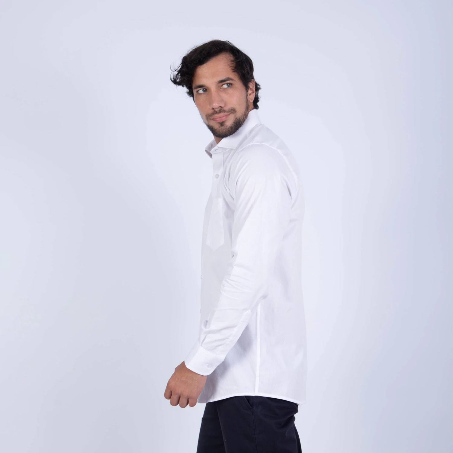 Camisa manga larga de Vestir Sport Etiqueta Azul con cuello frances vista 2