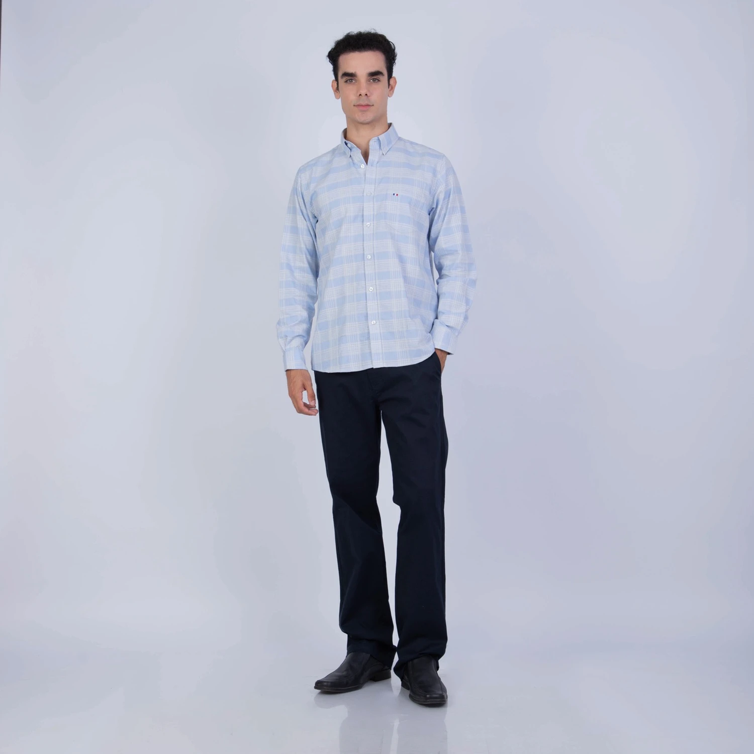 Camisa manga larga Etiqueta Azul con diseño frances