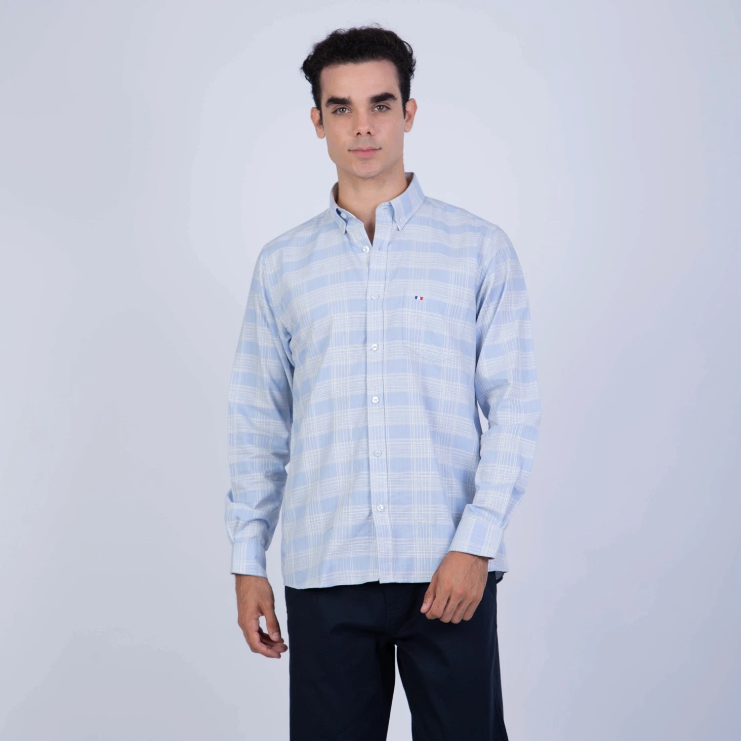 Camisa manga larga Etiqueta Azul con diseño frances vista 3