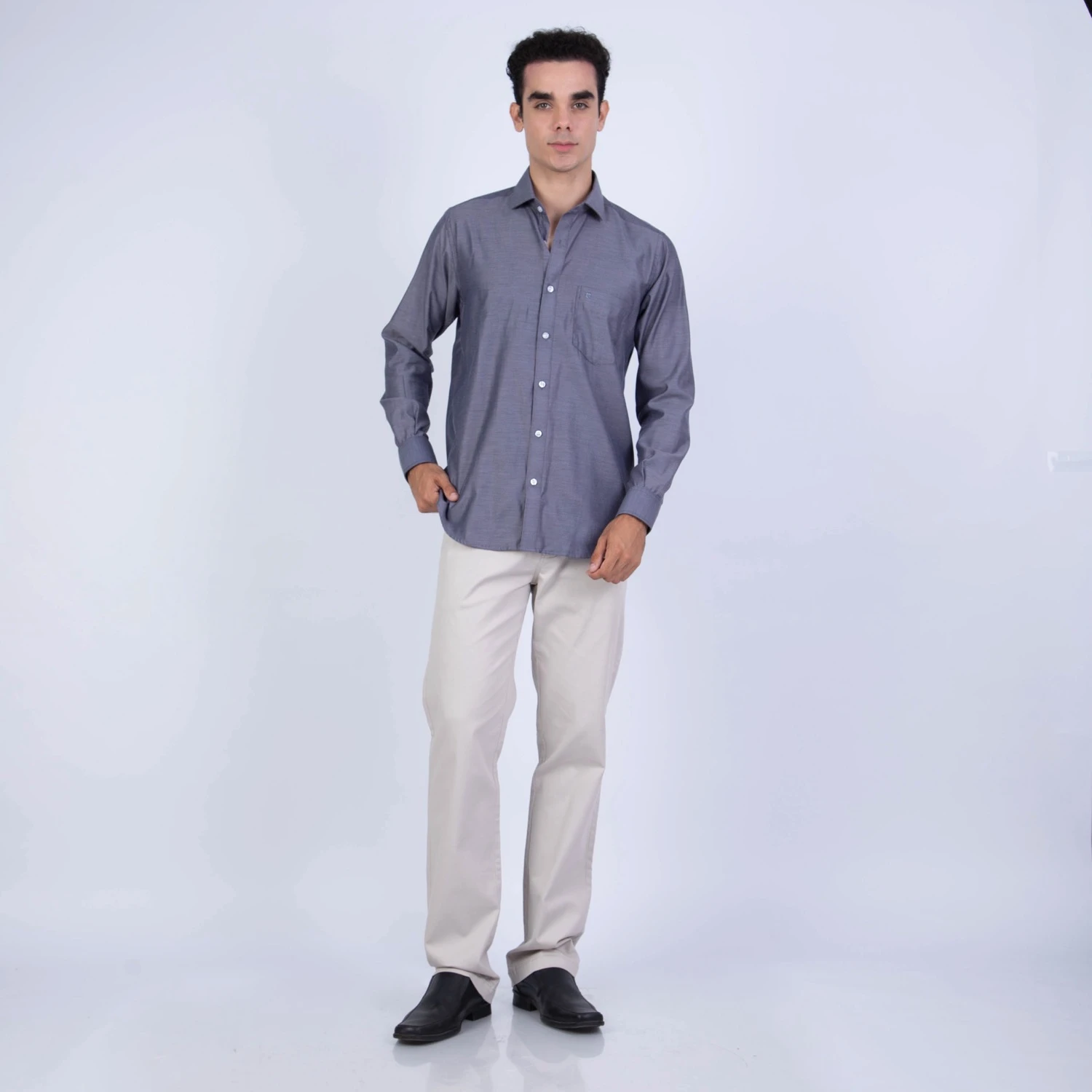 Camisa manga larga de Vestir Sport Etiqueta Azul con cuello frances
