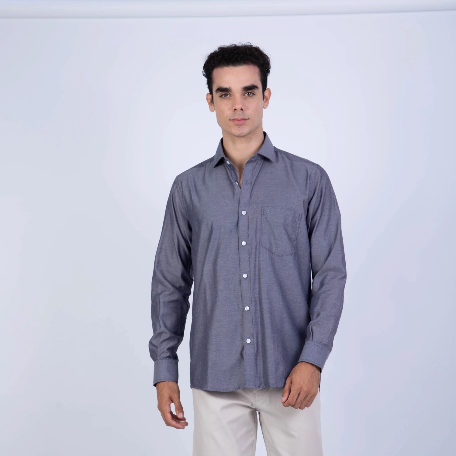 Camisa manga larga de Vestir Sport Etiqueta Azul con cuello frances vista 2