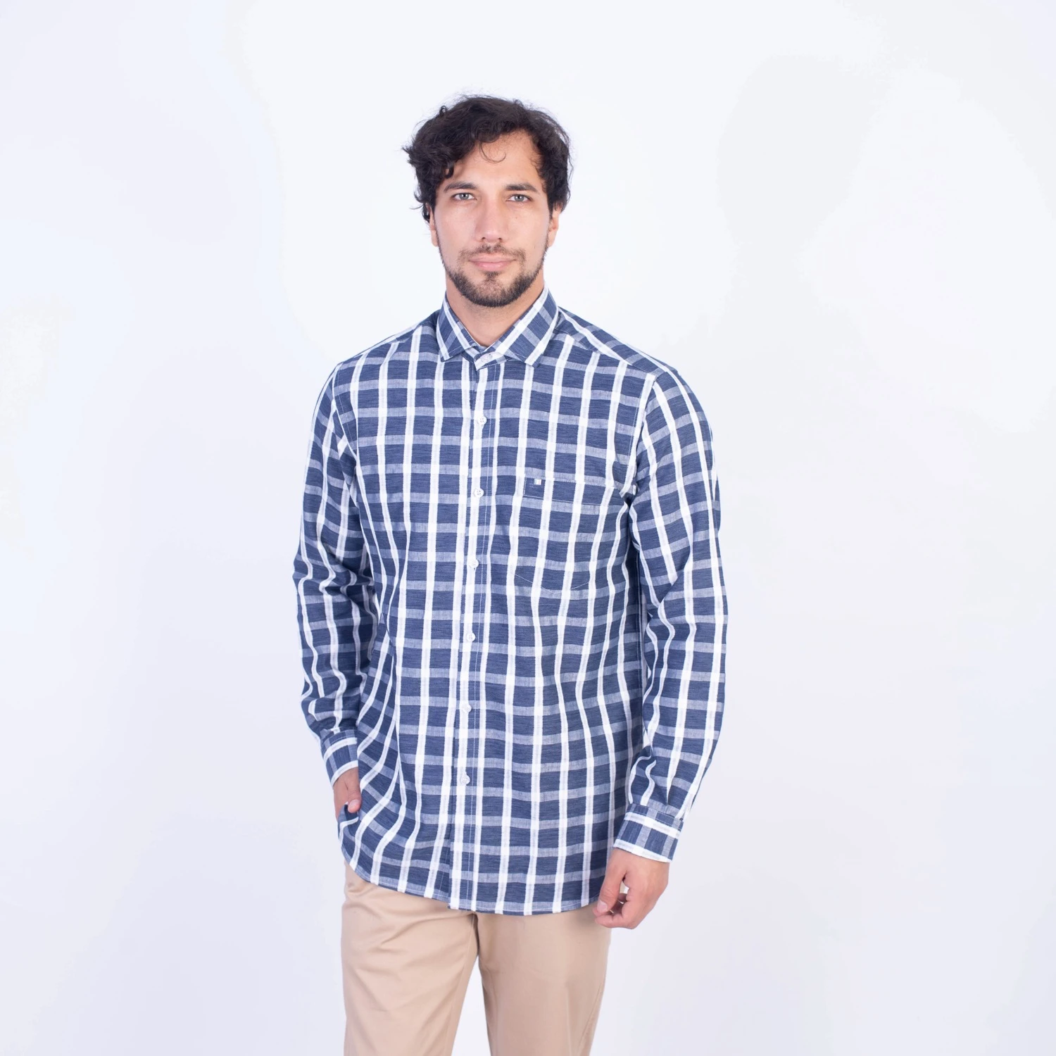 Camisa manga larga etiqueta lin italiano sport vista 3