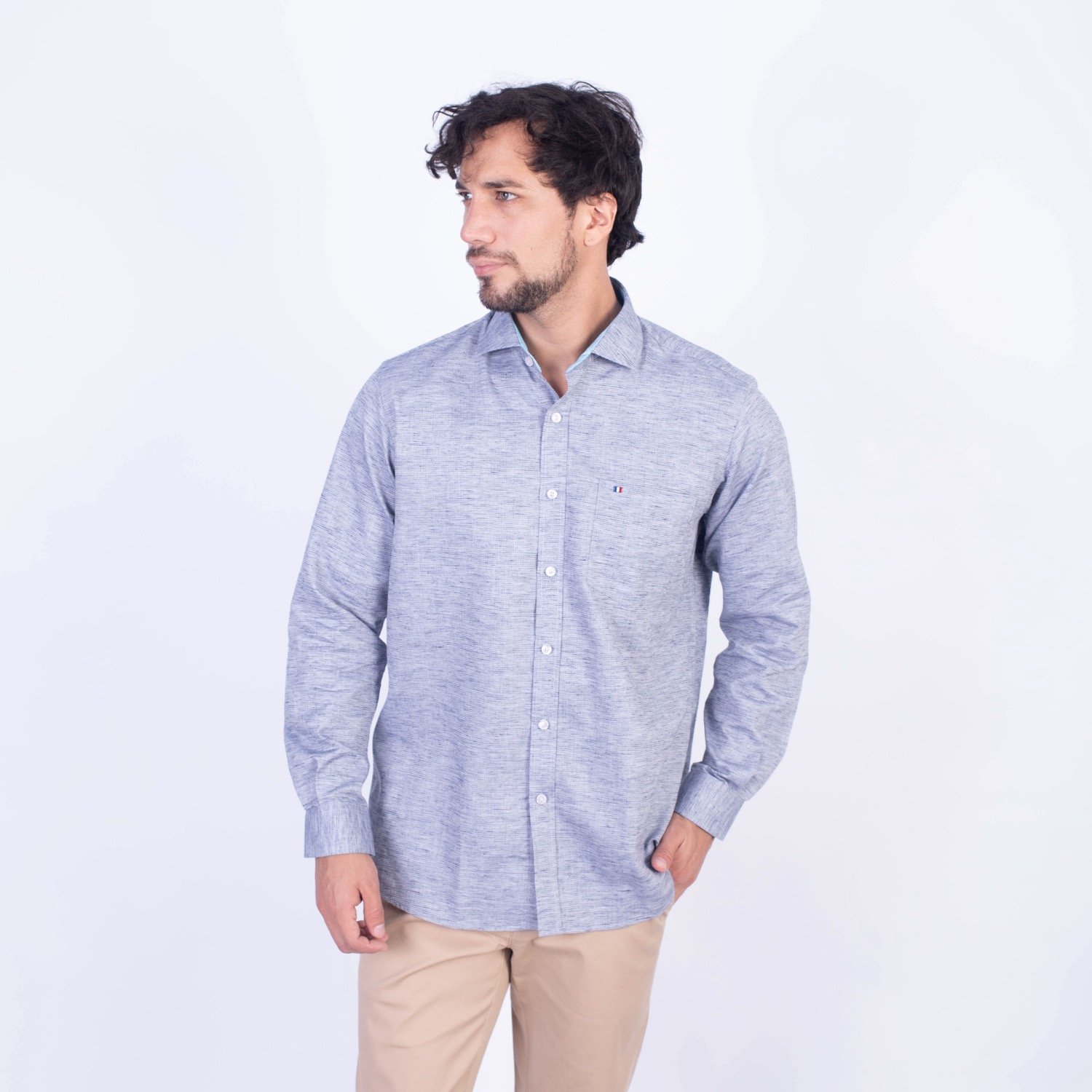 Camisa manga larga etiqueta tejido italiano sport
