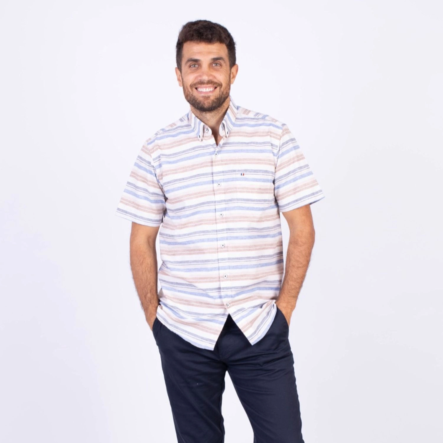 Camisa manga corta Etiqueta Azul con diseño Francés
