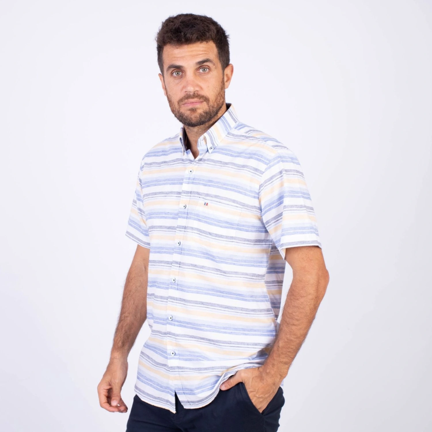 Camisa manga corta Etiqueta Azul con diseño Francés