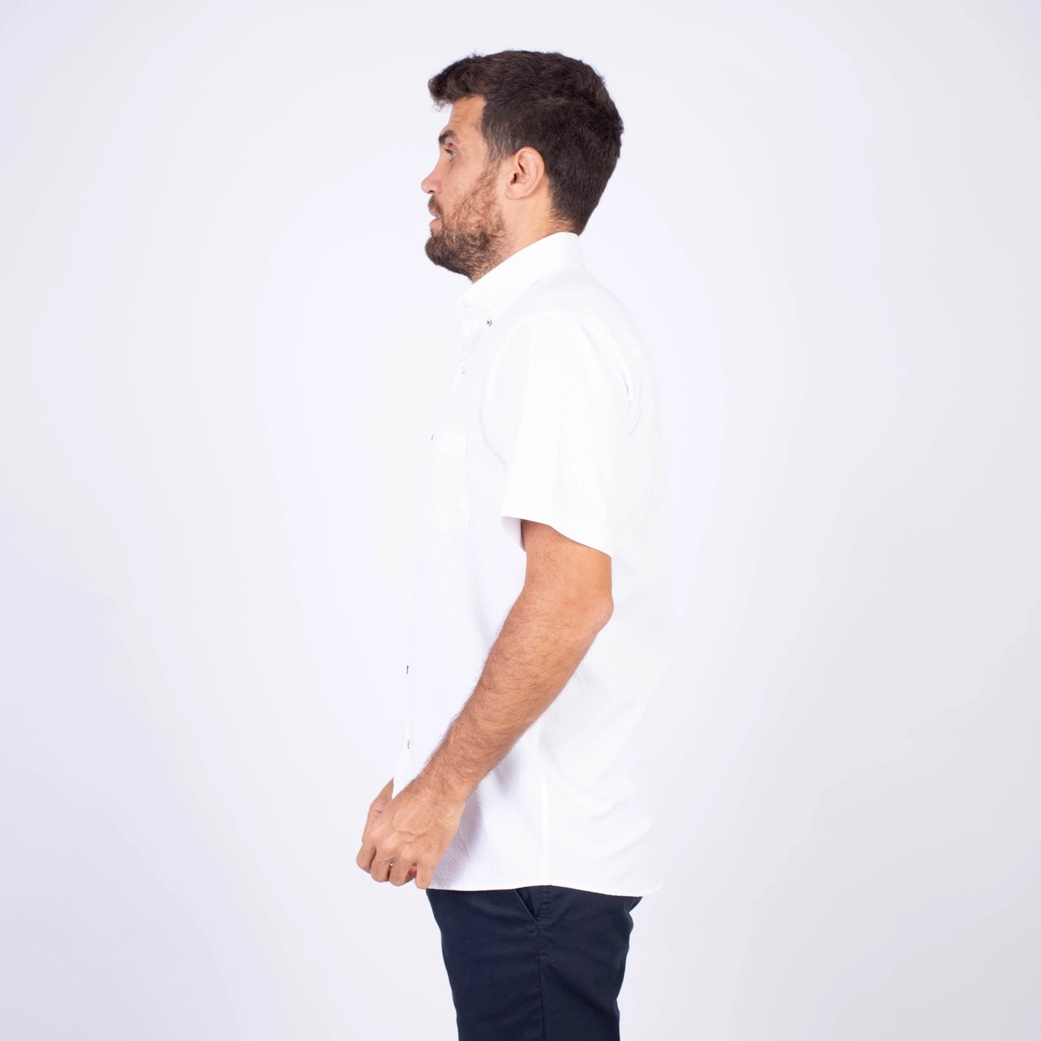 Camisa manga corta Seersucker Etiqueta Azul vista 3