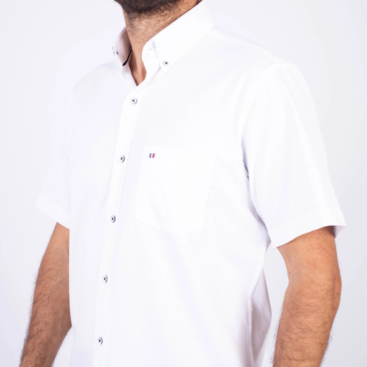 Camisa manga corta Seersucker Etiqueta Azul vista 2