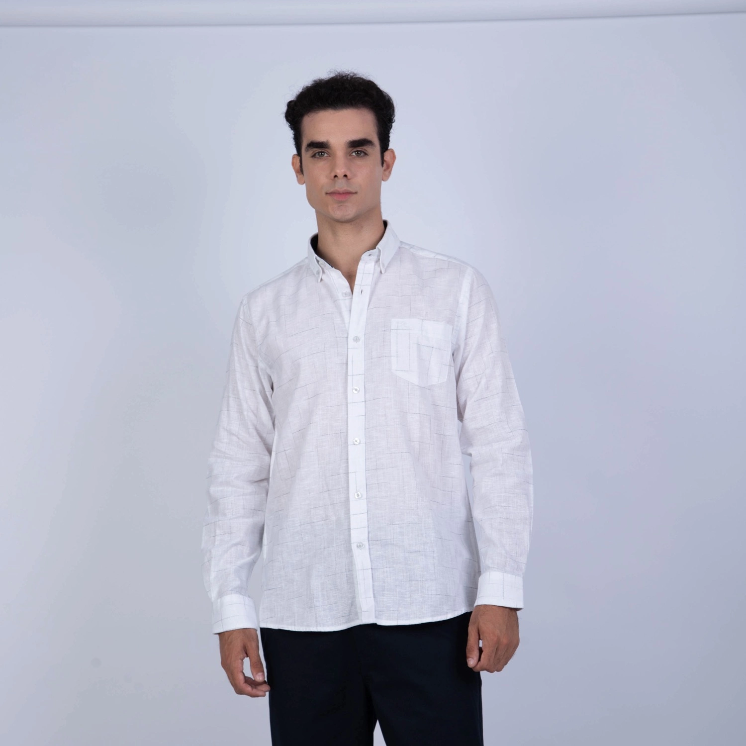 Camisa manga larga Etiqueta Azul con diseño frances