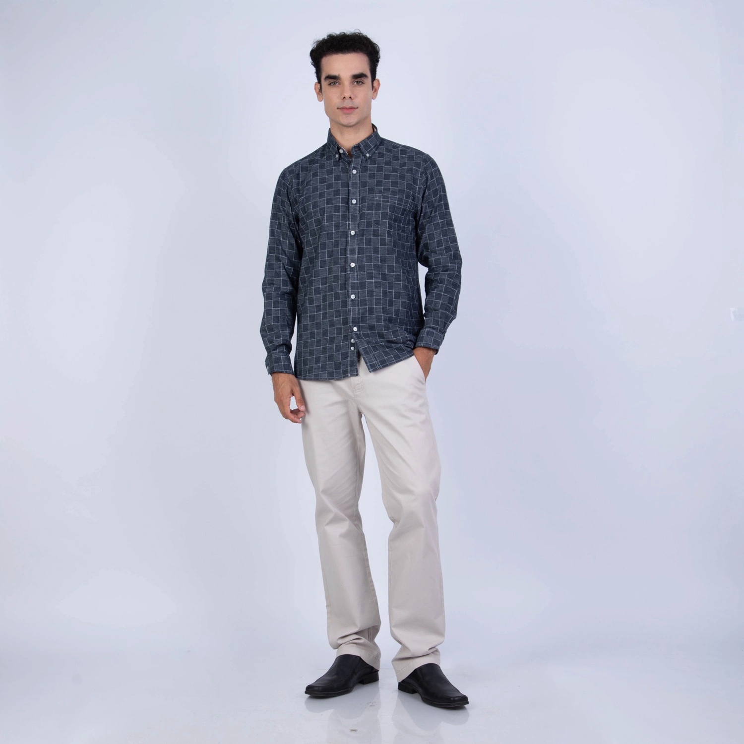 Camisa manga larga Etiqueta Azul con diseño frances