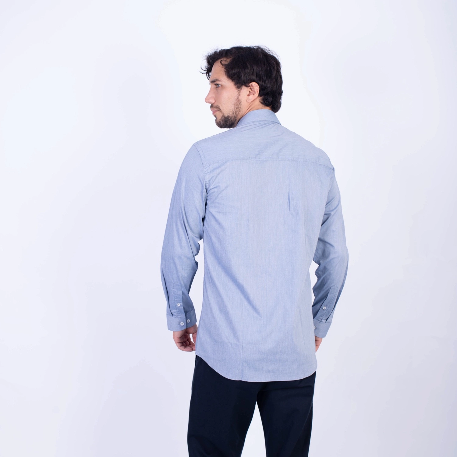 Camisa manga larga Popelina Etiqueta Azul con diseño frances vista 2