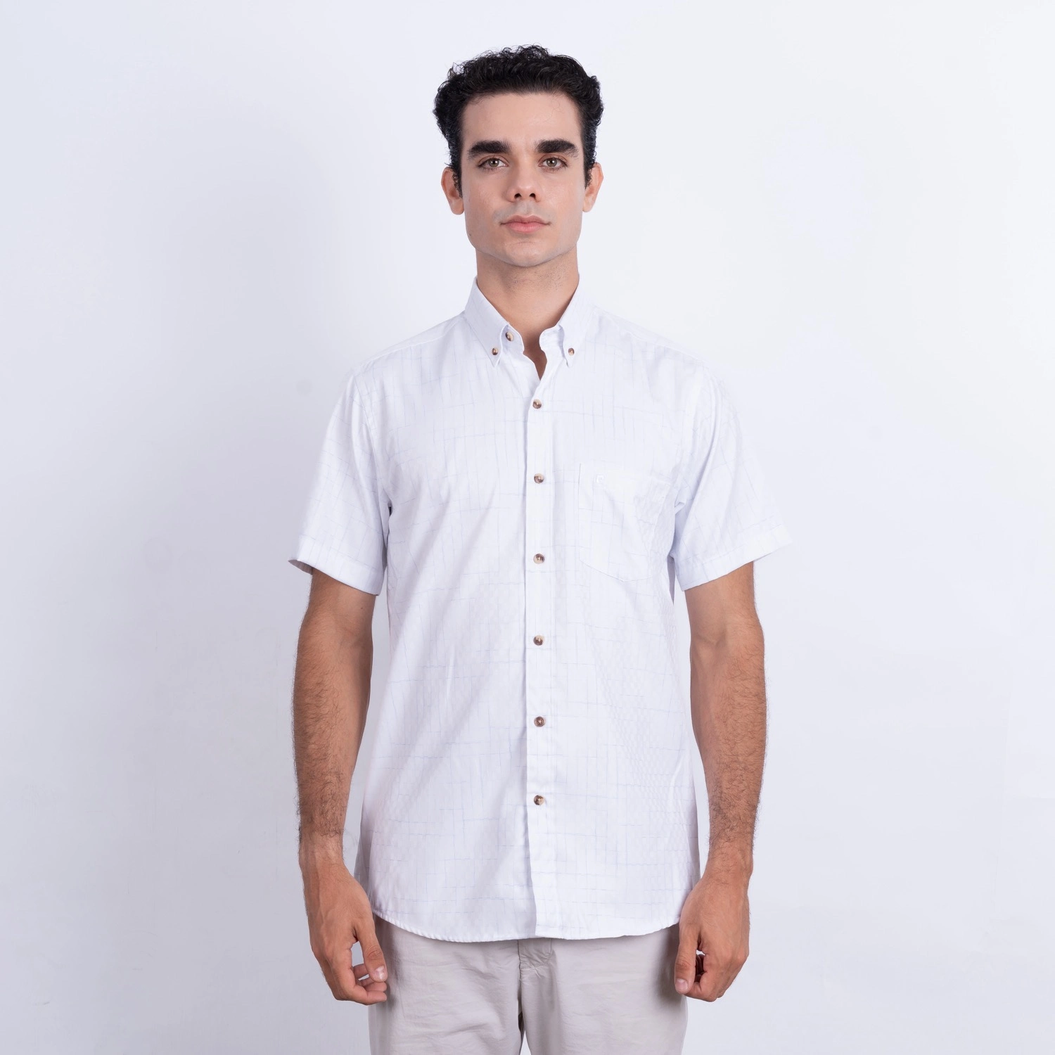 Camisa manga corta Etiqueta Linen Collection con diseño Francés