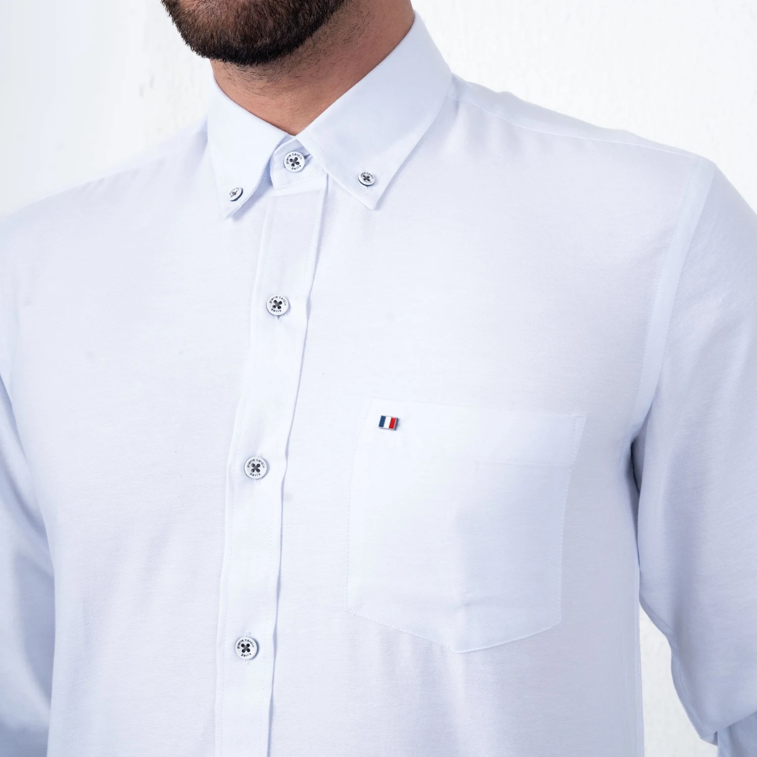 Camisa Oxford manga larga Color Entero Etiqueta Azul
