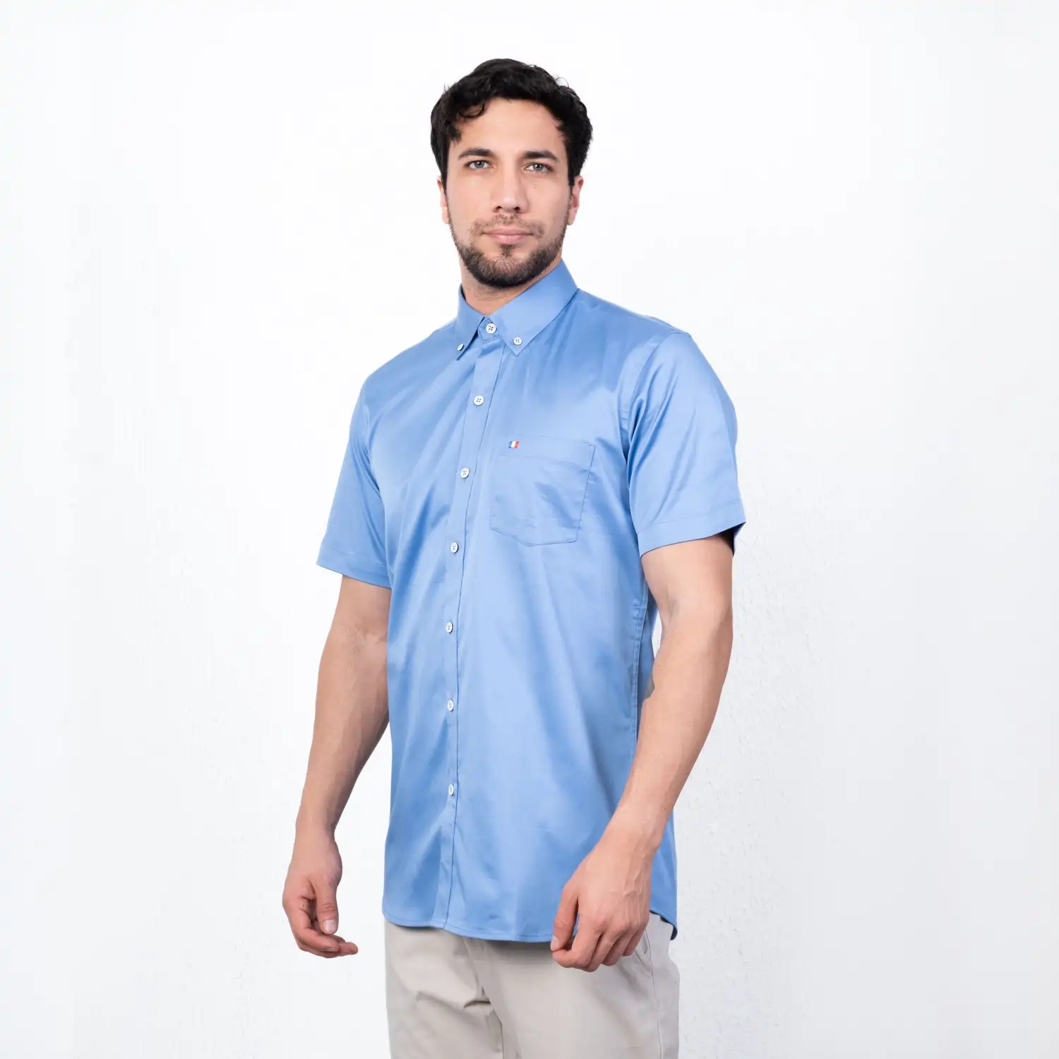 Camisa manga corta Popelina stretch vista 3