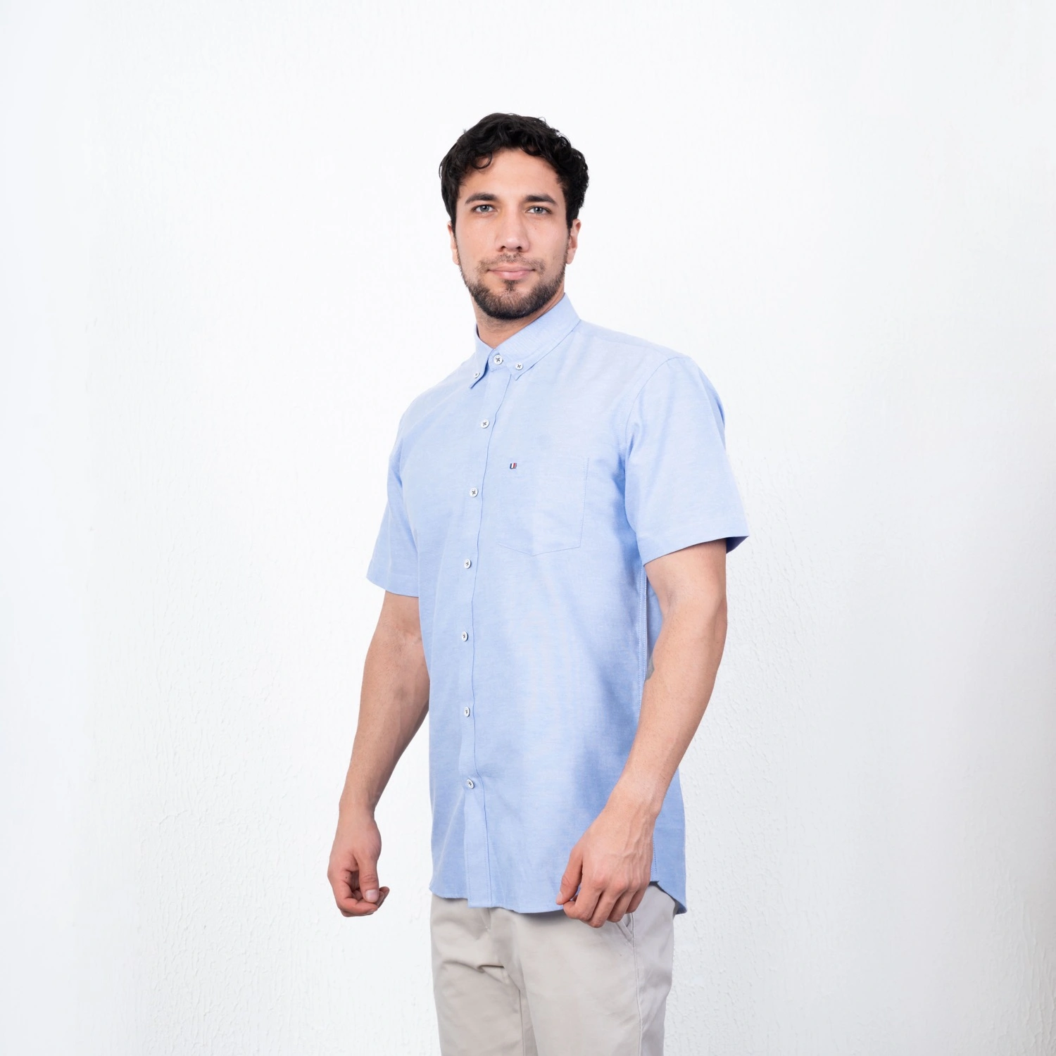 Camisa Oxford manga corta Etiqueta Azul con diseño Francés