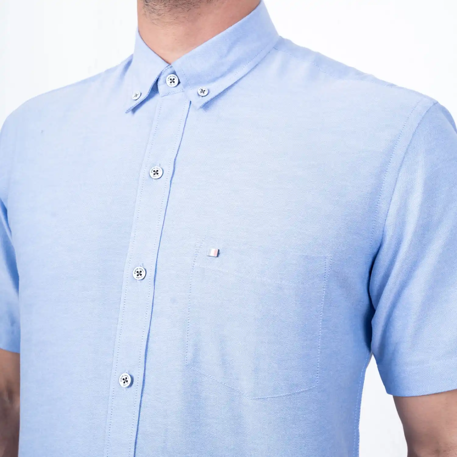 Camisa Oxford manga corta Etiqueta Azul con diseño Francés vista 3