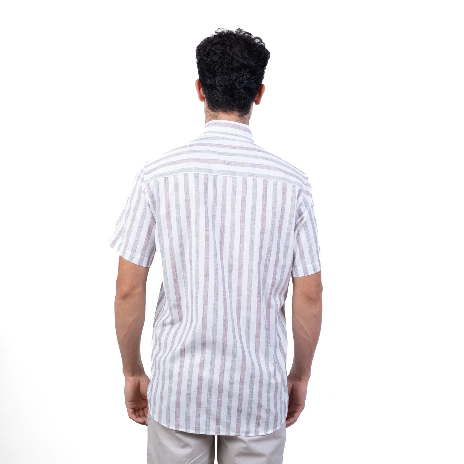 Camisa manga corta Etiqueta Linen Collection con diseño Francés vista 3