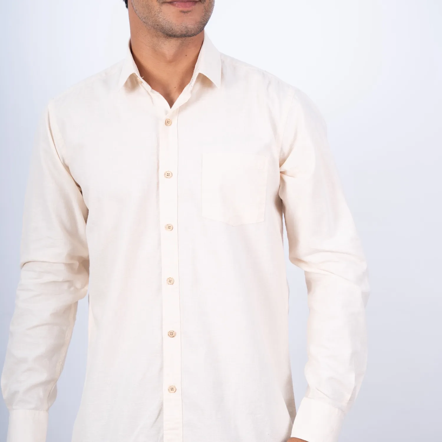 Camisa manga larga Sport con Cuello Frances Etiqueta Puro Lino Italy vista 2