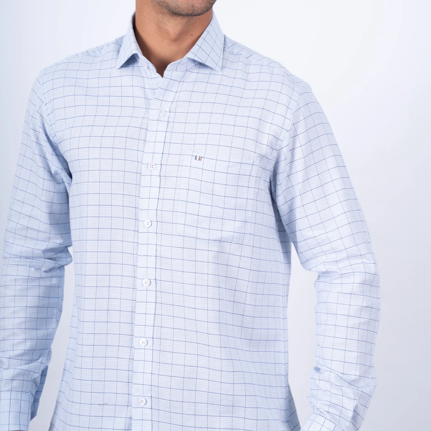 Camisa manga larga Sport con Cuello Frances Etiqueta tejido Made in Italy vista 3