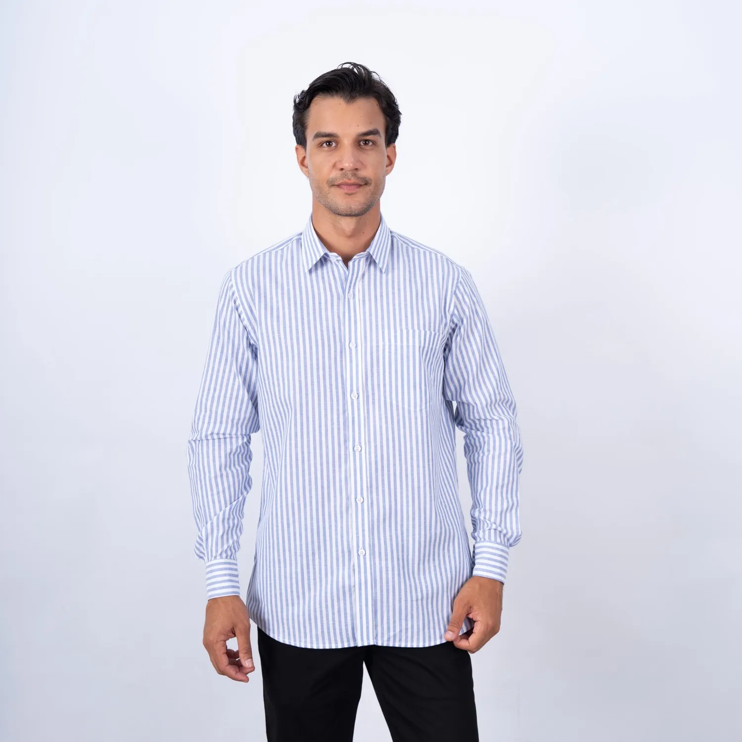 Camisa manga larga con Cuello Frances Etiqueta Puro Lino Italy