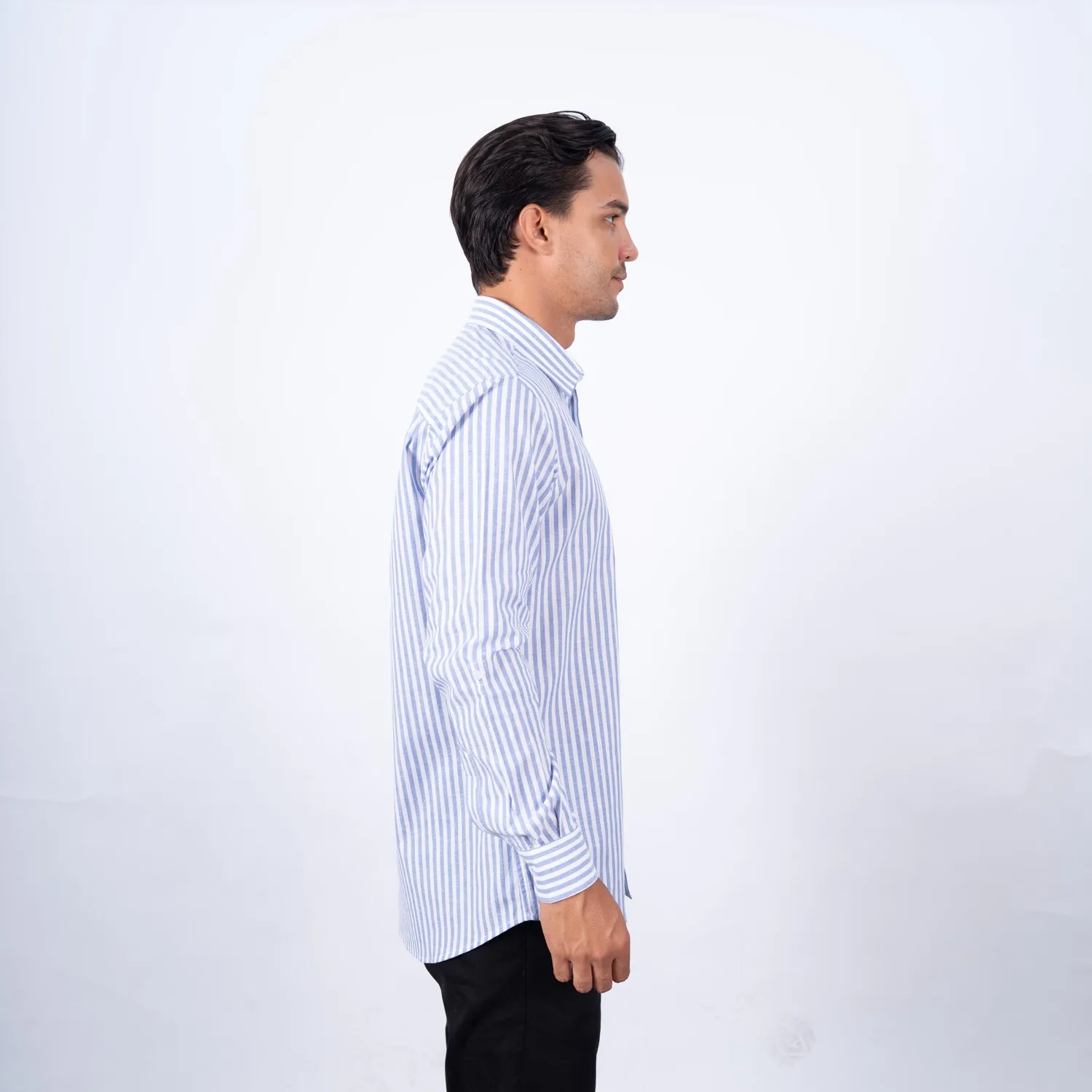Camisa manga larga con Cuello Frances Etiqueta Puro Lino Italy vista 3