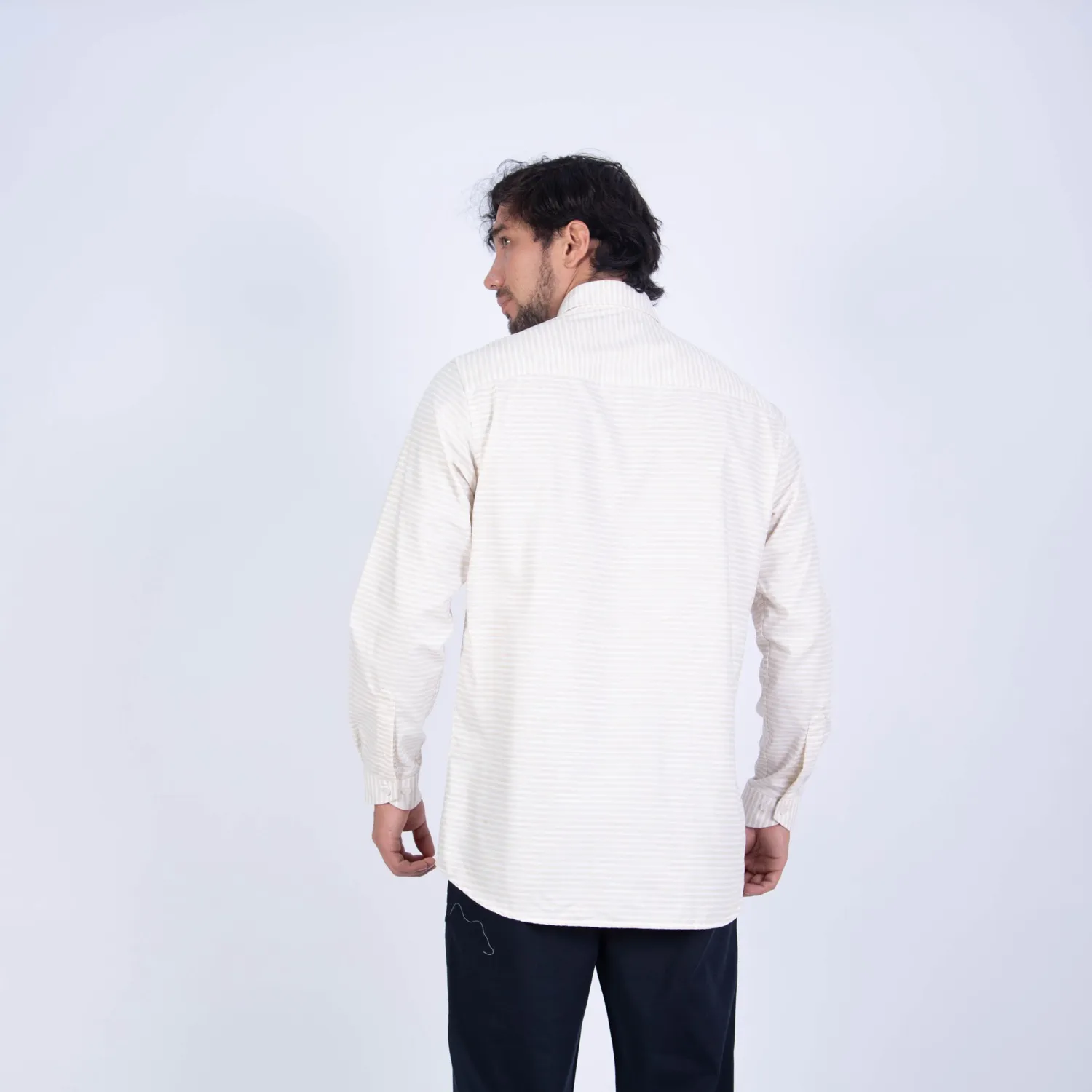 Camisa manga larga Sport con Cuello Frances Etiqueta Puro Lino Italy vista 2