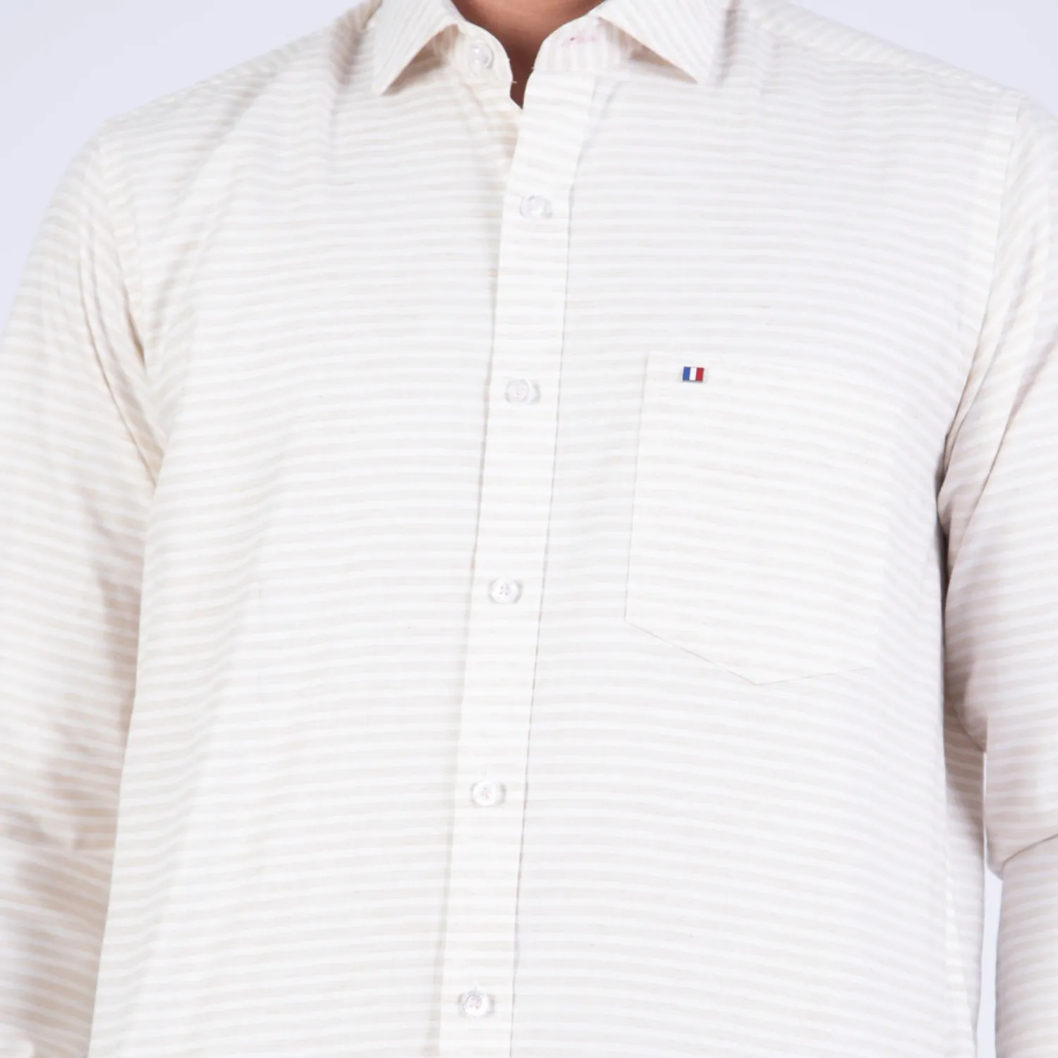 Camisa manga larga Sport con Cuello Frances Etiqueta Puro Lino Italy vista 3