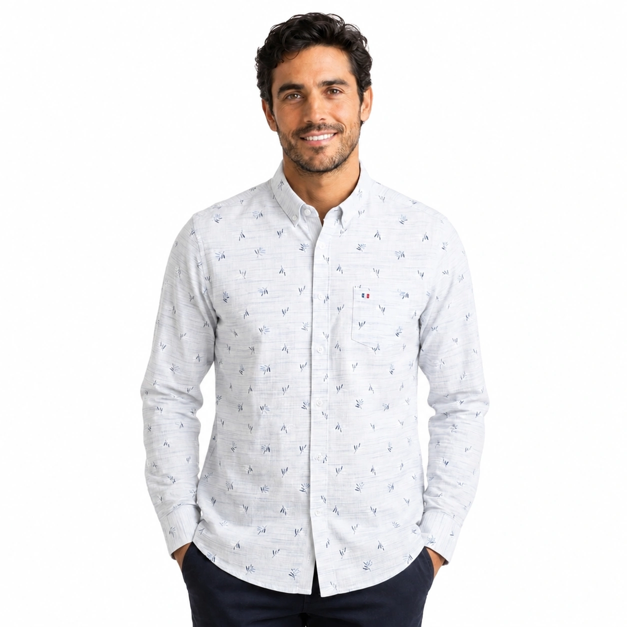 Camisa manga larga Estampada Etiqueta Azul con diseño Francés