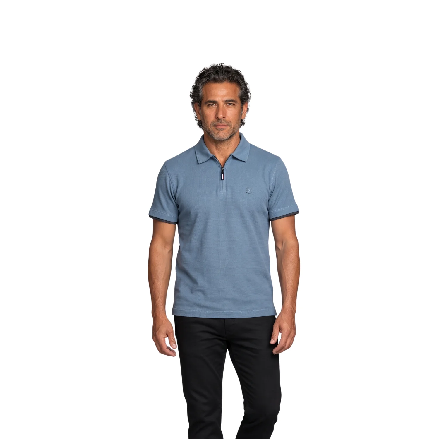 Polo manga corta Box Mini Waffle Half Zipper