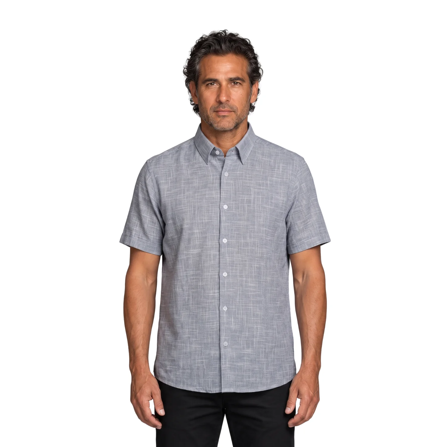 Camisa manga corta con Cuello Frances Etiqueta Lino Italy