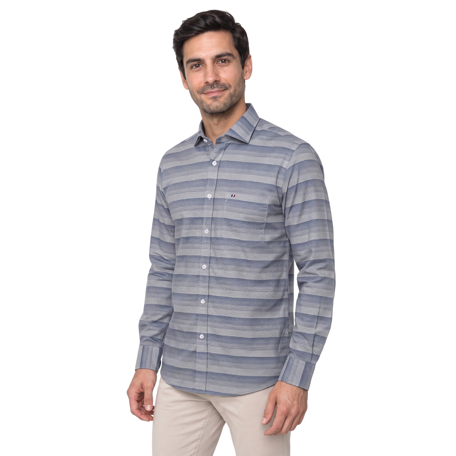 Camisa manga larga Etiqueta tejido made in Italy vista 2