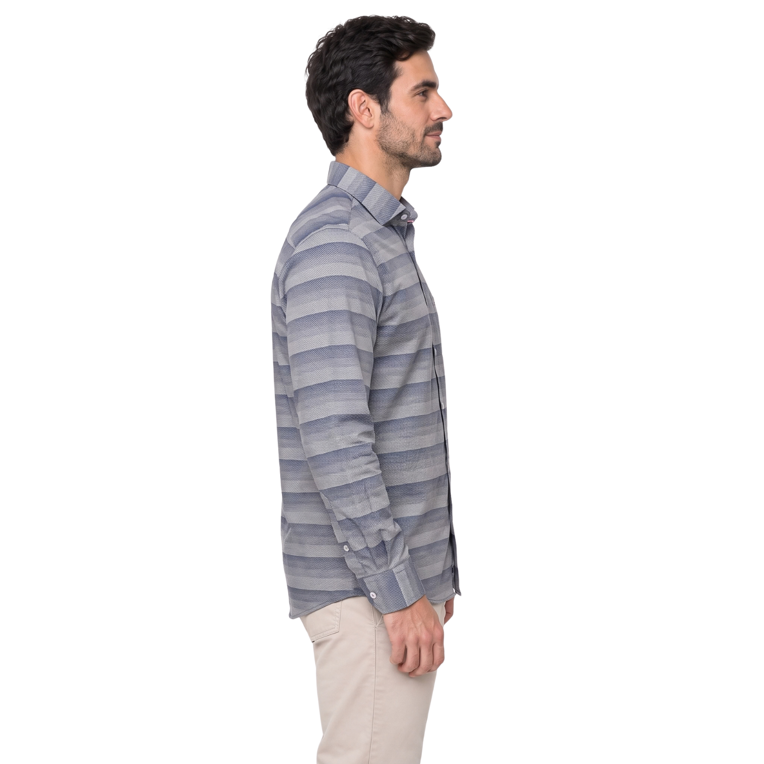 Camisa manga larga Etiqueta tejido made in Italy vista 3