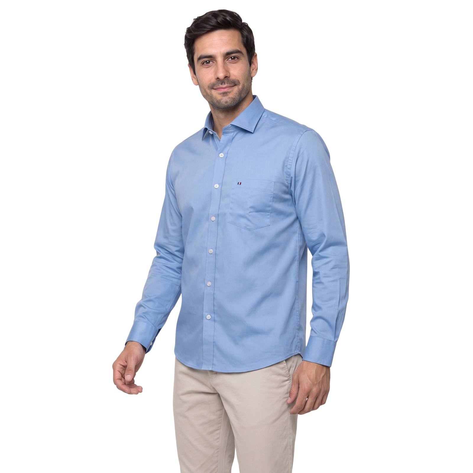 Camisa manga larga Etiqueta tejido Made in Italy con diseño Francés