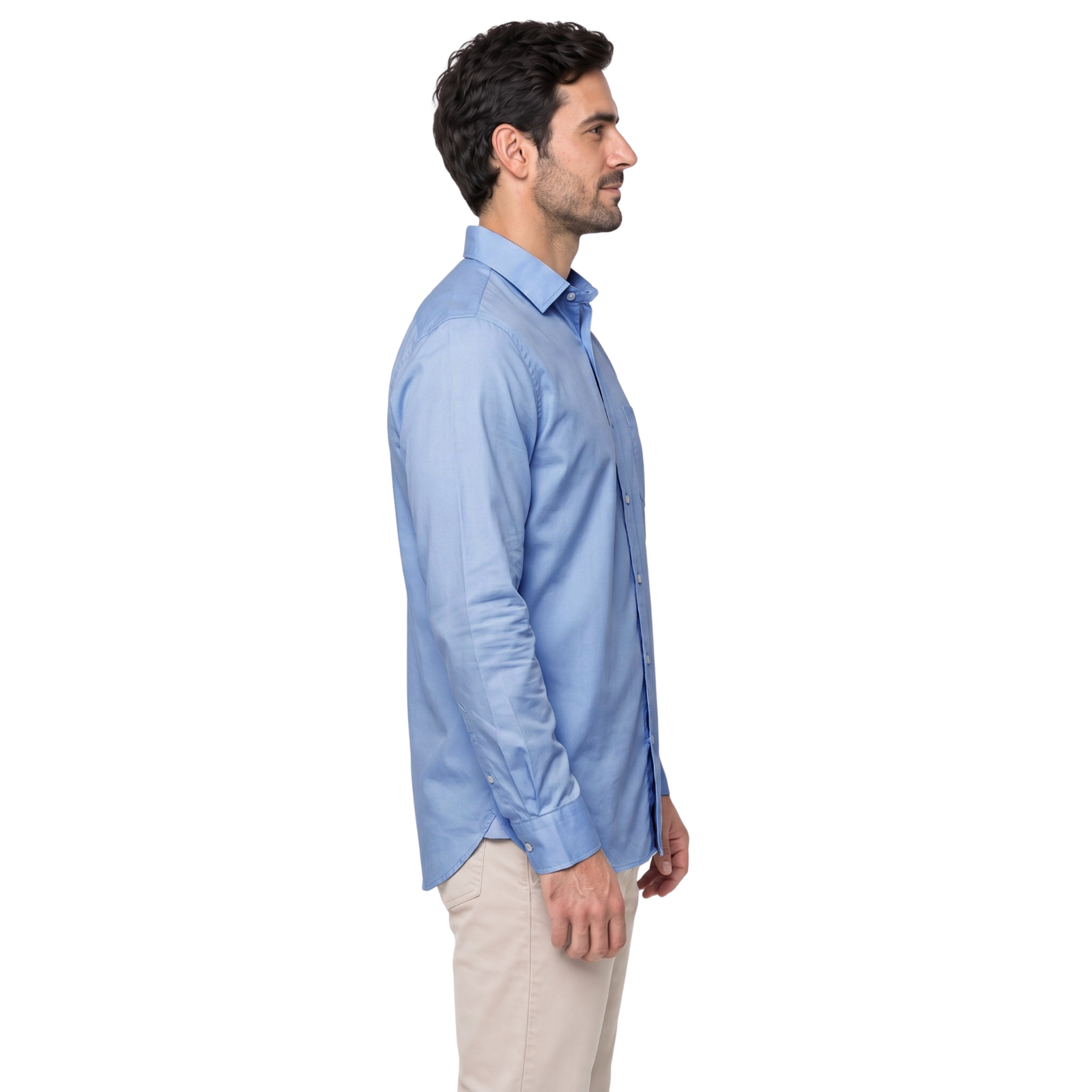Camisa manga larga Etiqueta tejido Made in Italy con diseño Francés vista 3