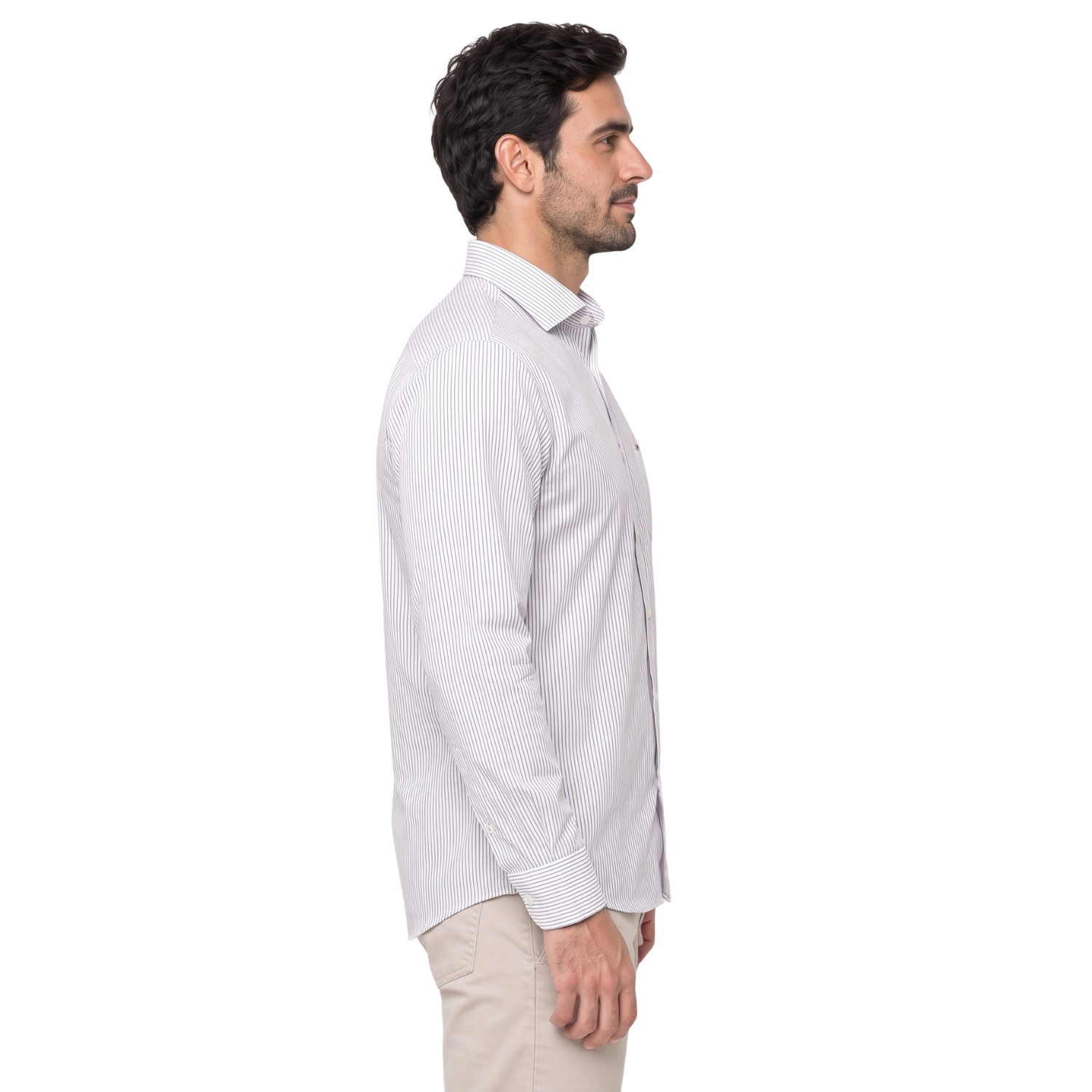 Camisa manga larga Etiqueta tejido Made in Italy con diseño Francés vista 3