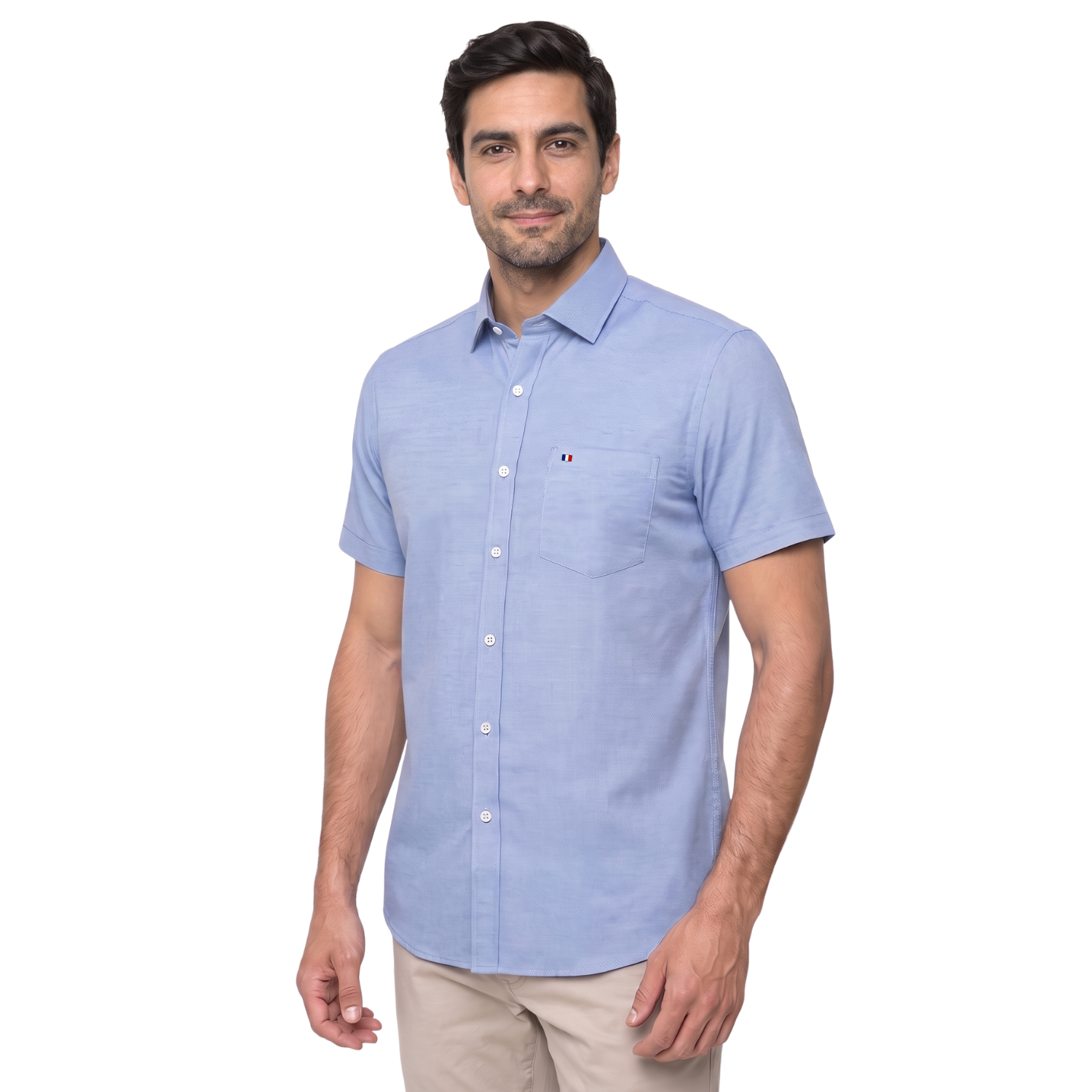 Camisa manga corta Etiqueta tejido made in Italy