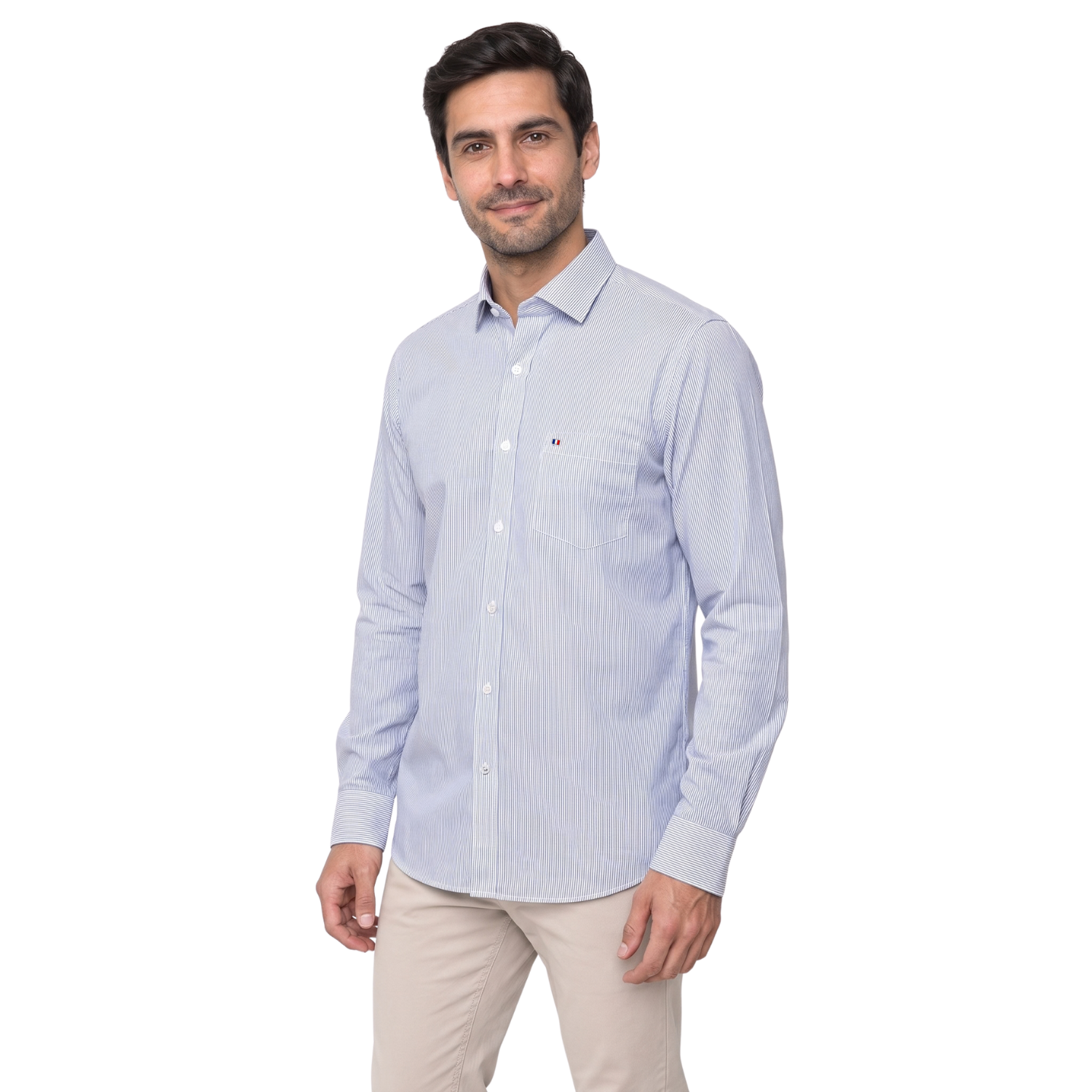 Camisa manga larga Etiqueta tejido made in Italy vista 2