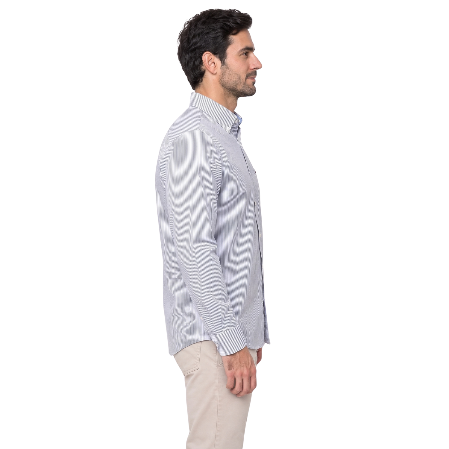 Camisa manga larga Etiqueta tejido made in Italy vista 3