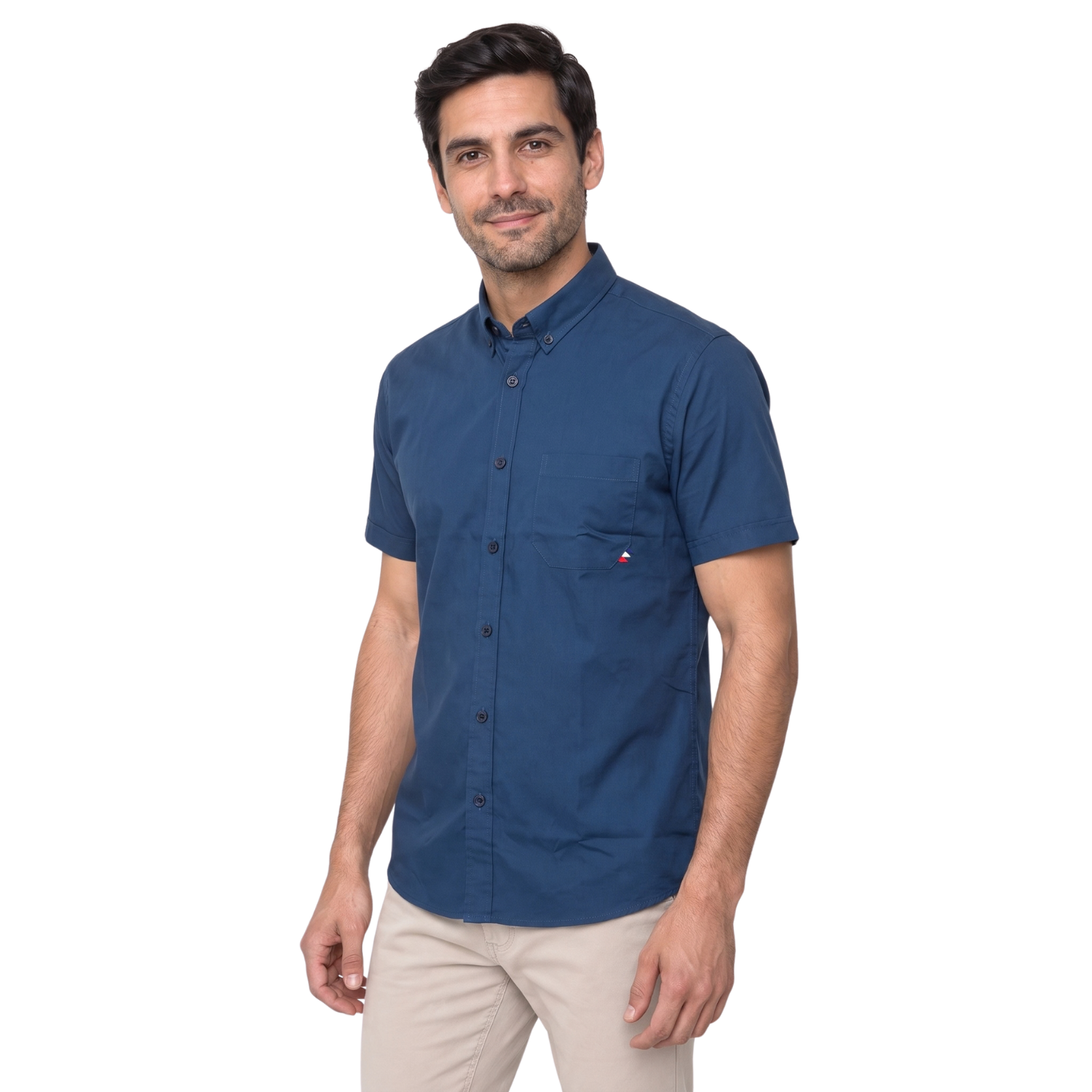 Camisa manga corta Color Entero con Cuello Buttondown Etiqueta Coleccion Pima vista 2