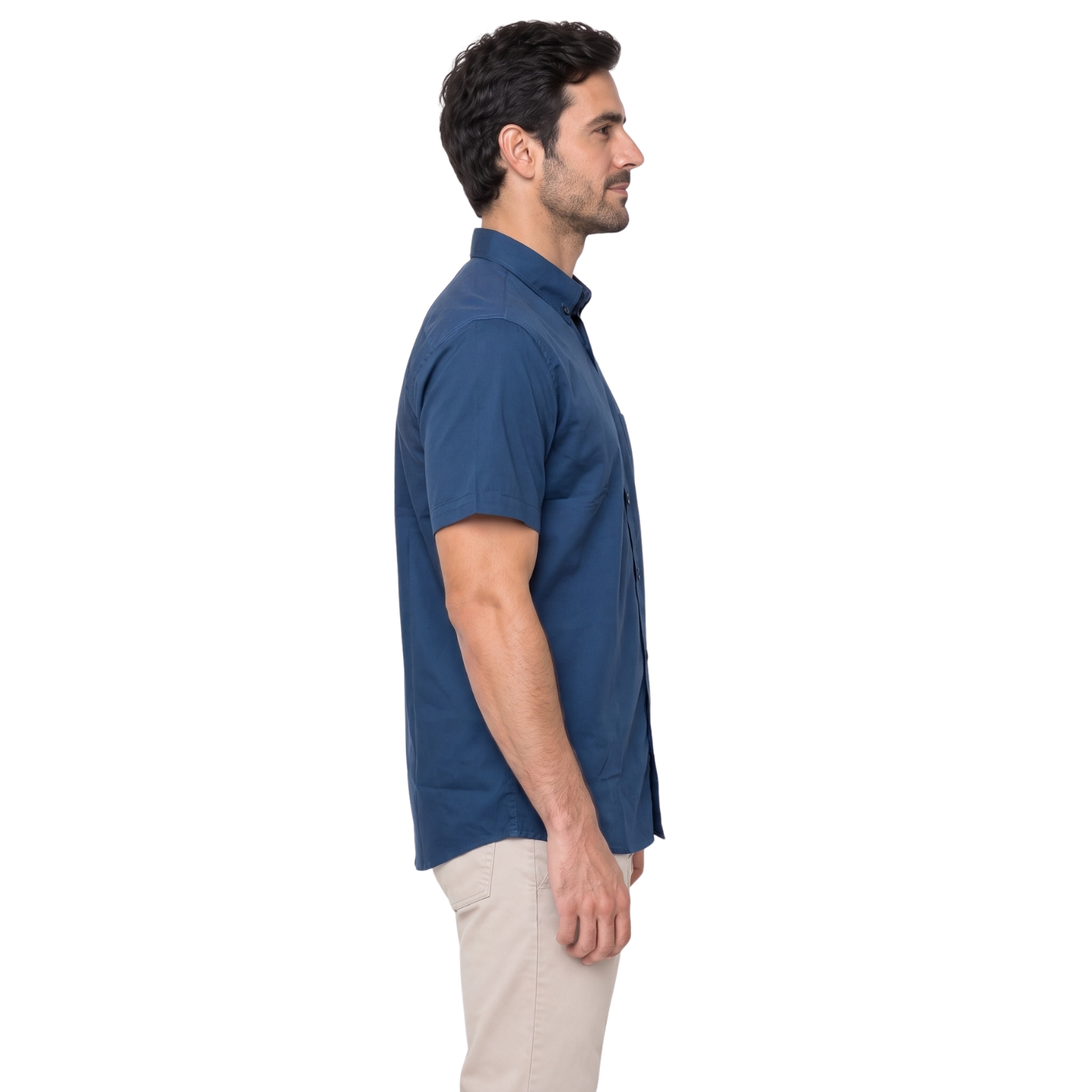 Camisa manga corta Color Entero con Cuello Buttondown Etiqueta Coleccion Pima vista 3